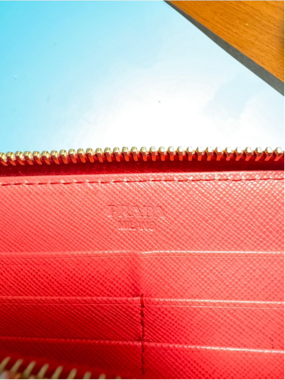 Prada Bow Long Wallet Dark Coral Pink - Picture 3 of 14